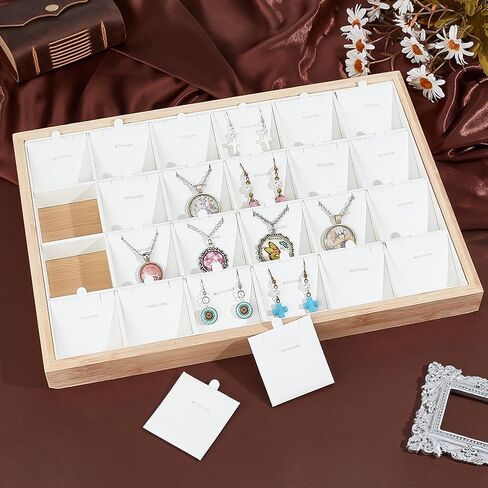PH PandaHall 24 Grids Jewelry Display Tray Stackable Jewelry Organizer Necklace Display Holder Earring Storage Trays with Leather Insert Dividers for Rings Bracelet Pendant Selling Showcase, White in Saudi Arabia
