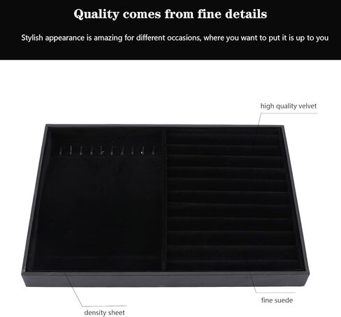 Stackable Jewelry Organizer Tray, Large Stacking Jewelry Drawer Insert, Velvet Jewelry Accessories Desktop Storage for Earring Necklace Bracelet Rings(Black) in Saudi Arabia