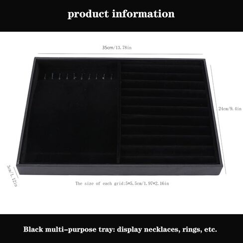 Stackable Jewelry Organizer Tray, Large Stacking Jewelry Drawer Insert, Velvet Jewelry Accessories Desktop Storage for Earring Necklace Bracelet Rings(Black) in Saudi Arabia