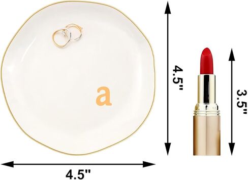 Ceramic Jewelry Dish with Personalized Monogram, White Decorative Ring Trinket Tray, Engagement Wedding Gift for Women Mom Friend, Letter a in Saudi Arabia