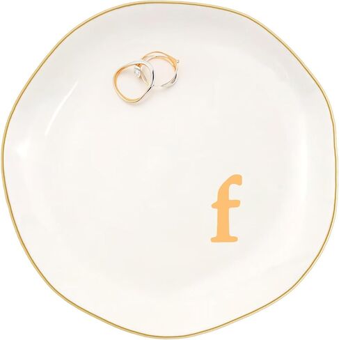 Ceramic Jewelry Dish with Personalized Monogram, White Decorative Ring Trinket Tray, Engagement Wedding Gift for Women Mom Friend, Letter a in Saudi Arabia