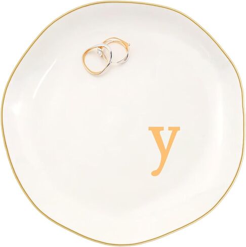 Ceramic Jewelry Dish with Personalized Monogram, White Decorative Ring Trinket Tray, Engagement Wedding Gift for Women Mom Friend, Letter a in Saudi Arabia