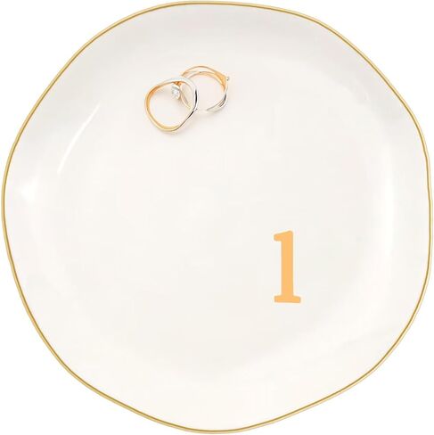 Ceramic Jewelry Dish with Personalized Monogram, White Decorative Ring Trinket Tray, Engagement Wedding Gift for Women Mom Friend, Letter a in Saudi Arabia
