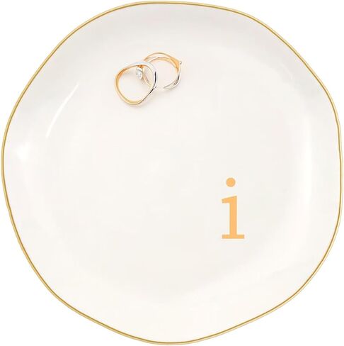 Ceramic Jewelry Dish with Personalized Monogram, White Decorative Ring Trinket Tray, Engagement Wedding Gift for Women Mom Friend, Letter a in Saudi Arabia