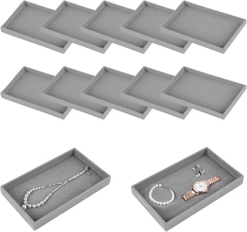 12 Pcs Velvet Jewelry Tray, Blank Stackable Drawers Organizer, Jewelry Display Tray for Beads Bracelets Necklaces Earrings Storage (Black) in Saudi Arabia