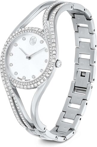 Swarovski Hyperbola Bangle Watch, Swiss Made, Metal Bracelet, Silver Tone, Stainless Steel in Saudi Arabia