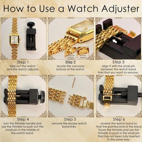6Pcs Watches for Women Small Vintage Dainty Gold Watch Adjustable Band with Watch Link Removal Tool in Saudi Arabia