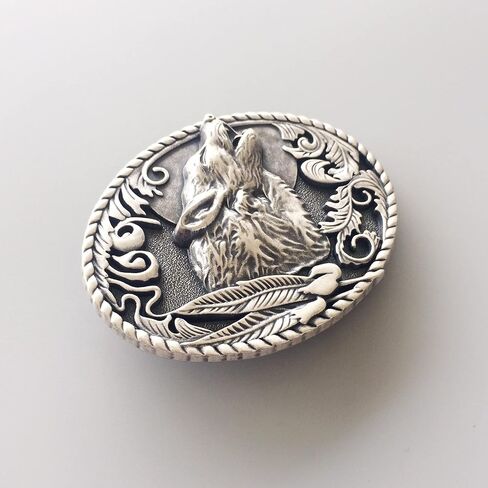 JEAN'S FRIEND Vintage Silver Finish Wolf Western Cowby Cowgirl للحياة البرية إبزيم حزام أيضًا متوفر في الولايات المتحدة in Saudi Arabia