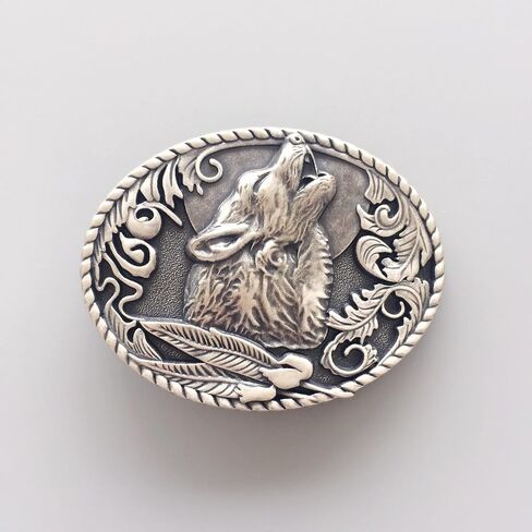 JEAN'S FRIEND Vintage Silver Finish Wolf Western Cowby Cowgirl للحياة البرية إبزيم حزام أيضًا متوفر في الولايات المتحدة in Saudi Arabia