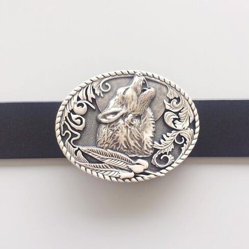 JEAN'S FRIEND Vintage Silver Finish Wolf Western Cowby Cowgirl للحياة البرية إبزيم حزام أيضًا متوفر في الولايات المتحدة in Saudi Arabia