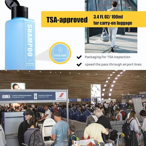Leakproof Travel Shampoo Bottles for Toiletries TSA Approved Travel Size Toiletries Bottles, 3.4oz Refillable Squeeze Containers Set with Spray Bottle -5 Pack in Saudi Arabia