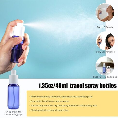 Leakproof Travel Shampoo Bottles for Toiletries TSA Approved Travel Size Toiletries Bottles, 3.4oz Refillable Squeeze Containers Set with Spray Bottle -5 Pack in Saudi Arabia