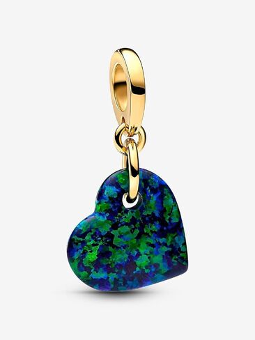 PANDORA Moments Opalescent Green Heart Dangle Charm - 14k Gold-Plated Charm with Lab Created Opal - Gift for Women - Includes Gift Box in Saudi Arabia