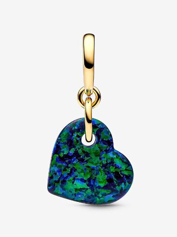 PANDORA Moments Opalescent Green Heart Dangle Charm - 14k Gold-Plated Charm with Lab Created Opal - Gift for Women - Includes Gift Box in Saudi Arabia