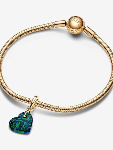 PANDORA Moments Opalescent Green Heart Dangle Charm - 14k Gold-Plated Charm with Lab Created Opal - Gift for Women - Includes Gift Box in Saudi Arabia