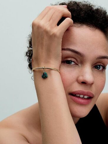 PANDORA Moments Opalescent Green Heart Dangle Charm - 14k Gold-Plated Charm with Lab Created Opal - Gift for Women - Includes Gift Box in Saudi Arabia