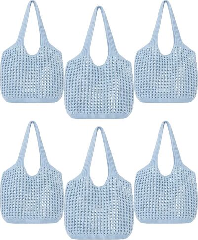 Aliceset 6 Pcs Macrame Tote Bags Bridesmaid Tote Bags Crochet Beach Bag for Women Bridesmaid Bachelorette Travel Gifts in Kuwait