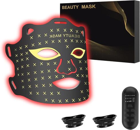 العلاج بالضوء الأحمر للوجه، قناع الوجه المحمول LED العلاج بالضوء مع جهاز تحكم عن بعد قابل لإعادة الشحن، 7 أوضاع علاج بالضوء الأحمر مع 850 نانومتر NIR، جهاز العناية بالبشرة للاستخدام المنزلي (وردي) in Kuwait