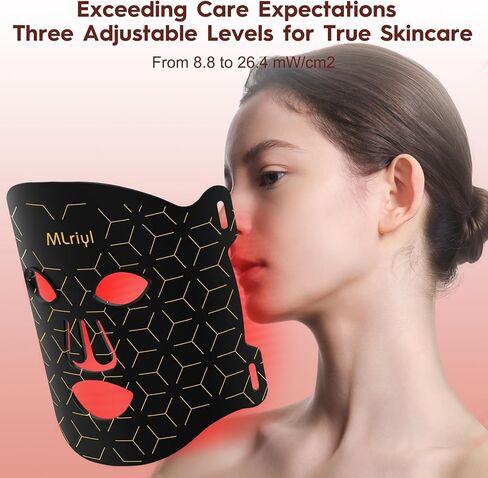 Red Light Therapy Mask, 7 Modes Portable LED Face Mask Light Therapy, 2000mAh USB-C Rechargeable Wired Controller, Blue, Orange, Timing Function, 830NM Infrared & Red Light Mask for Home & Travel in Kuwait