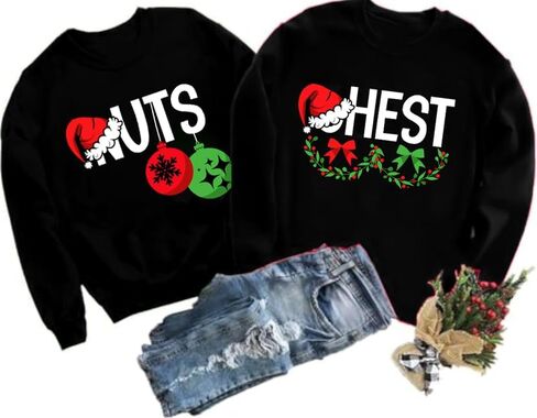 Couples Christmas Sweatshirts Merry Christmas Sweatshirts for Women Funny Xmas Long Sleeve Shirt Holiday Pullover in Kuwait