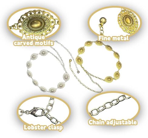 قطعتان من حزام السلسلة الغربية، أحزمة معدنية غربية ذهبية وفضية للنساء، حزام بوهو قابل للتعديل لفستان الجينز، مهرجان الموسيقى، ملابس الحفلات الموسيقية الريفية in Kuwait