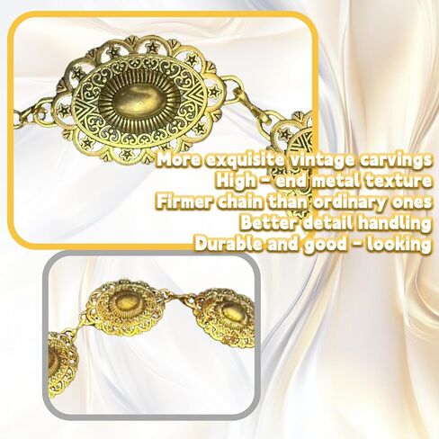 قطعتان من حزام السلسلة الغربية، أحزمة معدنية غربية ذهبية وفضية للنساء، حزام بوهو قابل للتعديل لفستان الجينز، مهرجان الموسيقى، ملابس الحفلات الموسيقية الريفية in Kuwait