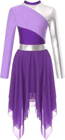 Women Asymmetrical Hem Ballet Dance Tutu Dress Gymnastics Leotard Modern Ballroom in Saudi Arabia