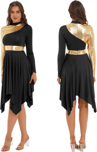 Women Asymmetrical Hem Ballet Dance Tutu Dress Gymnastics Leotard Modern Ballroom in Saudi Arabia