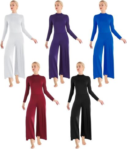 Women Adult Long Sleeve Wide Leg Jumpsuit For Choir Liturgical Dance Contemporary Ballet in Saudi Arabia