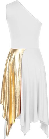 Womens One Shoulder Ballet Lyrical Tank Dance Dress Liturgical Church Praise Tunic in Saudi Arabia