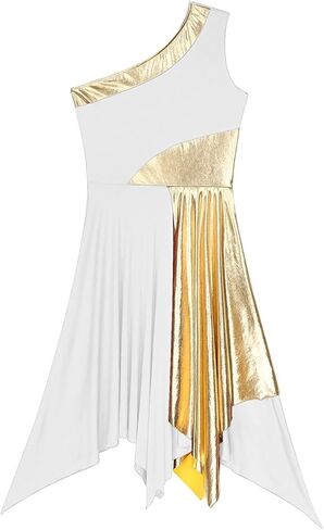 Womens One Shoulder Ballet Lyrical Tank Dance Dress Liturgical Church Praise Tunic in Saudi Arabia