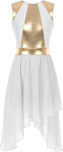 Women Sleeveless Lyrical Dance Dress Color Block Stage Performance Praise Liturgic Ballet in Saudi Arabia