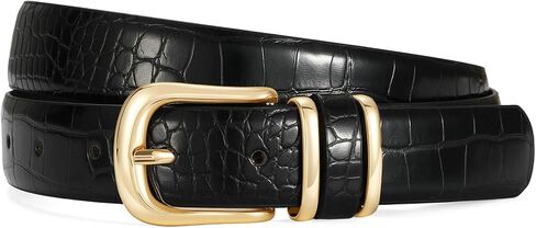 Women Leather Belts for Jeans Pants Fashion Gold/Silver Buckle Ladies Dress Waist Belt Crocodile Grain in Saudi Arabia