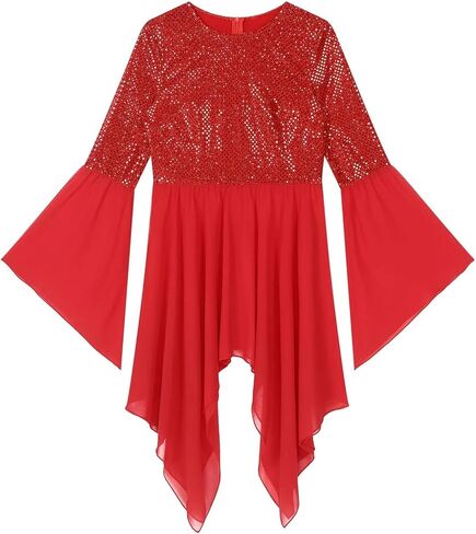 Womens Ballet Tutu Dress Sparkly Chiffon Liturgical Praise Dance Tunic Hem Church Worship in Saudi Arabia