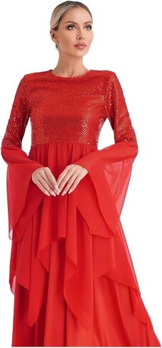 Womens Ballet Tutu Dress Sparkly Chiffon Liturgical Praise Dance Tunic Hem Church Worship in Saudi Arabia