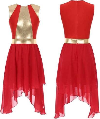 Women Sleeveless Lyrical Dance Dress Color Block Stage Performance Praise Liturgic Ballet in Saudi Arabia