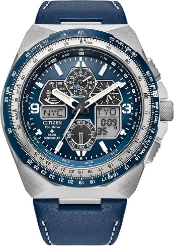 Citizen Men's Eco-Drive Promaster Skyhawk A-T Watch, Black Dial, Black Leather Strap, Atomic Timekeeping (Model: JY8149-05E) in Saudi Arabia