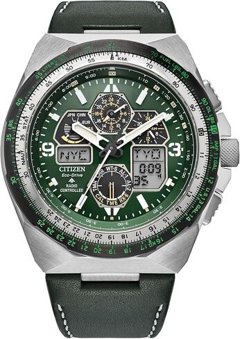Citizen Men's Eco-Drive Promaster Skyhawk A-T Watch, Black Dial, Black Leather Strap, Atomic Timekeeping (Model: JY8149-05E) in Saudi Arabia
