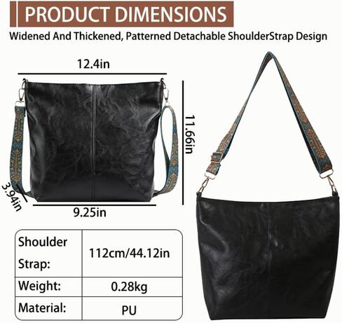 Oversized Pu leather handbag, women's crossbody bag, shopping bag, travel large capacity shoulder bag, black in Saudi Arabia