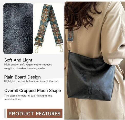Oversized Pu leather handbag, women's crossbody bag, shopping bag, travel large capacity shoulder bag, black in Saudi Arabia