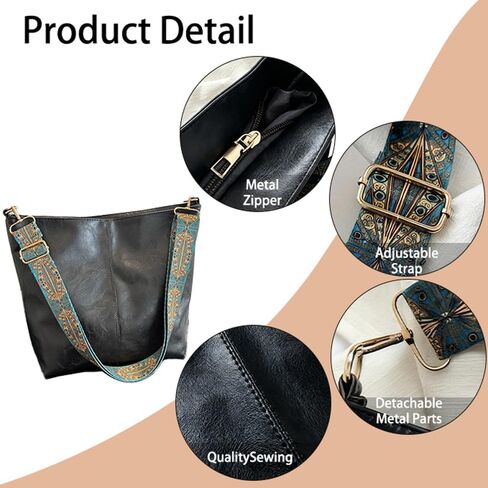 Oversized Pu leather handbag, women's crossbody bag, shopping bag, travel large capacity shoulder bag, black in Saudi Arabia