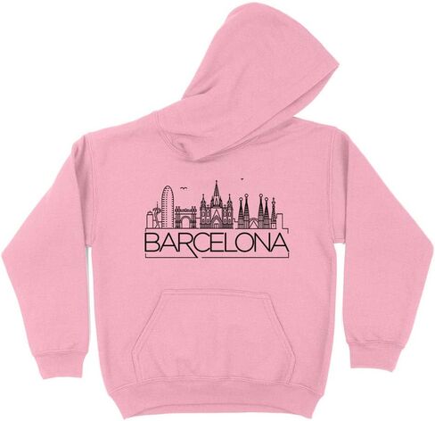 Skyline Barcelona Spain Kids Hoodie Sweatshirt Youth in Saudi Arabia