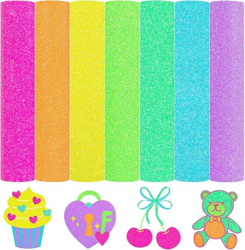 VINYL FROG Glitter HTV Heat Transfer Vinyl Bundle 14 Sheets 12"x10" Iron on Vinyl Pack Easy to Cut & Weed DIY Sparkle Heat Press Design for T-Shirts in Kuwait