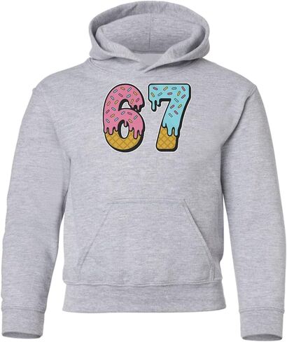 Six Seven 6 7 Viral Meme - Drip Ice Cream 67 سترة شبابية مضحكة بغطاء للرأس in Kuwait