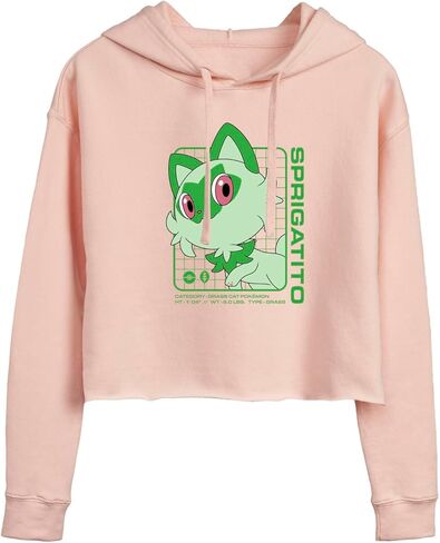 HYBRID APPAREL - Pokémon - Sprigatito Stats - Women's Cropped Pullover Hoodie in Saudi Arabia