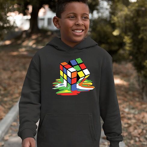 Melting Multi-Colored Cube Youth-Sized Hoodie, Soft Fleece, Graphic Design in Saudi Arabia