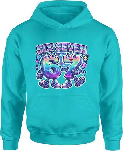 Six Seven 67 Retro Pixel Buddies Youth-Sized Hoodie, Soft Fleece, Graphic Design in Kuwait