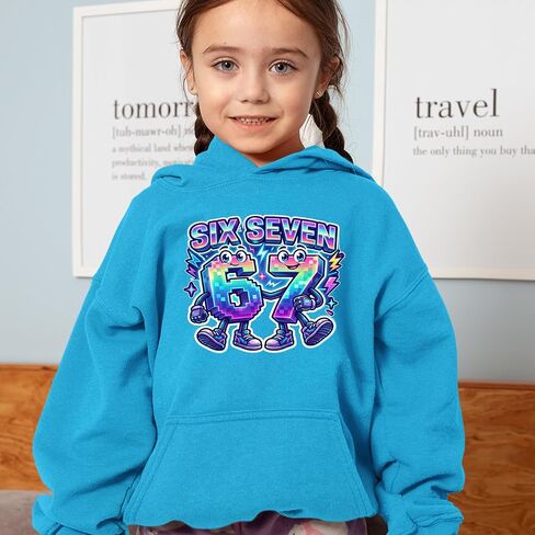Six Seven 67 Retro Pixel Buddies Youth-Sized Hoodie, Soft Fleece, Graphic Design in Kuwait