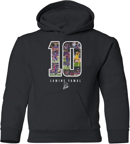 Yamal-Inspired 10 Collage Graphic - Barcelona Tribute Youth Hooded Sweatshirt in Saudi Arabia