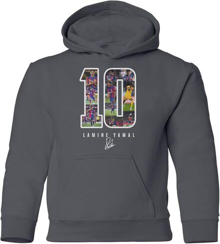 Yamal-Inspired 10 Collage Graphic - Barcelona Tribute Youth Hooded Sweatshirt in Saudi Arabia